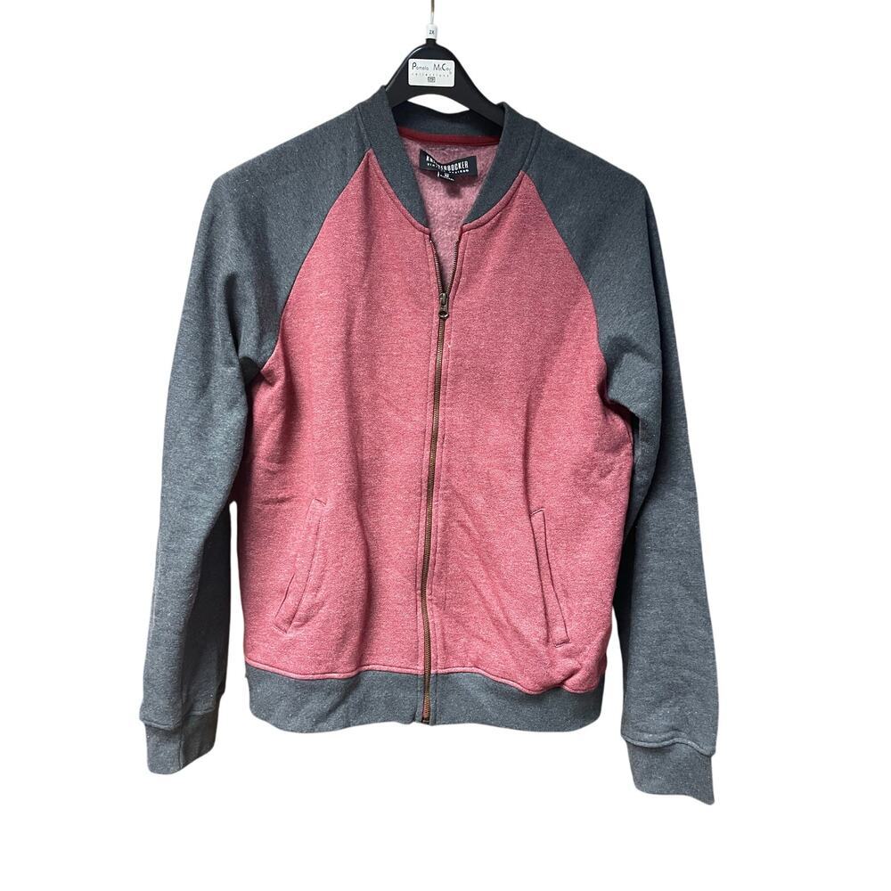 Knickerbocker Vintage Design zip up Medium TwoTone Red Gray Zip-Up Varsity Style
